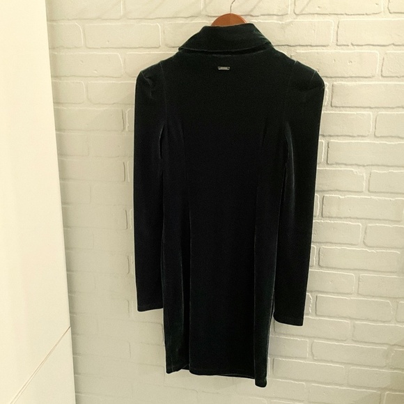 Guess Olga Mini Dress Green Velour Velvet Turtle neck Long sleeve Stretch XS - Picture 9 of 16